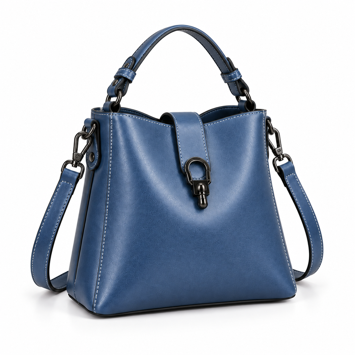 Elegant Blue Structured Crossbody Shoulder Handbag