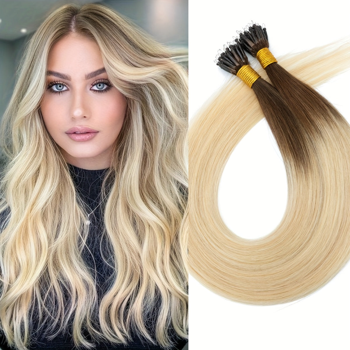 14-24 Inch 100% Remy Human Hair Extension Pre-bonded Micro Nano Rings