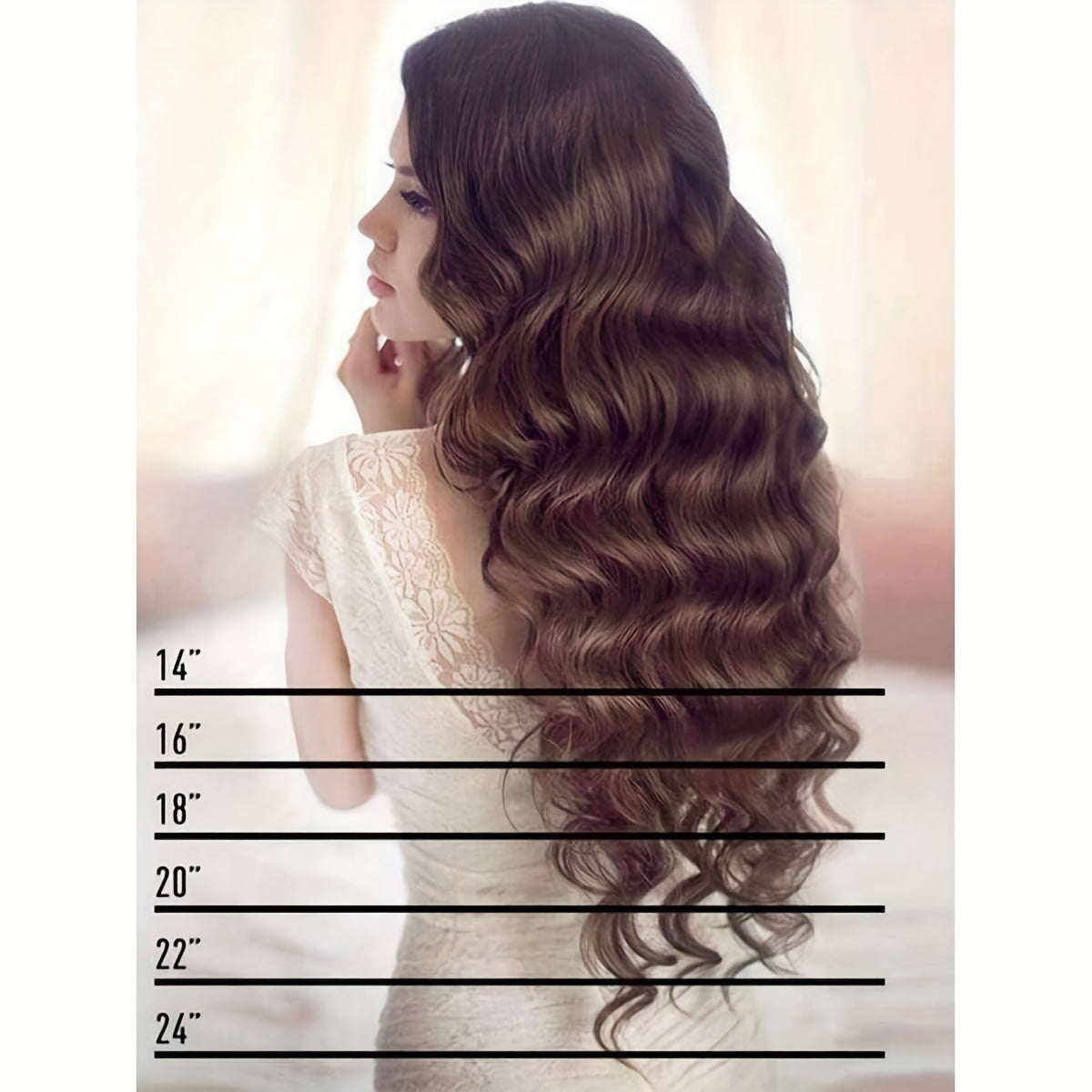 Synthetic Fiber Big Wave V-Shaped Hair Extensions, White Invisible, Available in 16/20/24/28 Inches, 4 Clip-In Extensions, with Options in Black And Brown for Everyday Parties And Holiday Gatherings