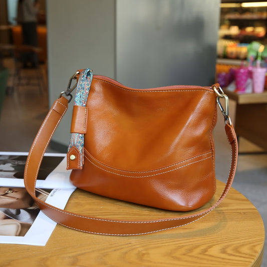 Crossbody Bags For Women Genuine Leather Purses With Multi-Pockets Vintage Ladies Small Shoulder Satchel Bag