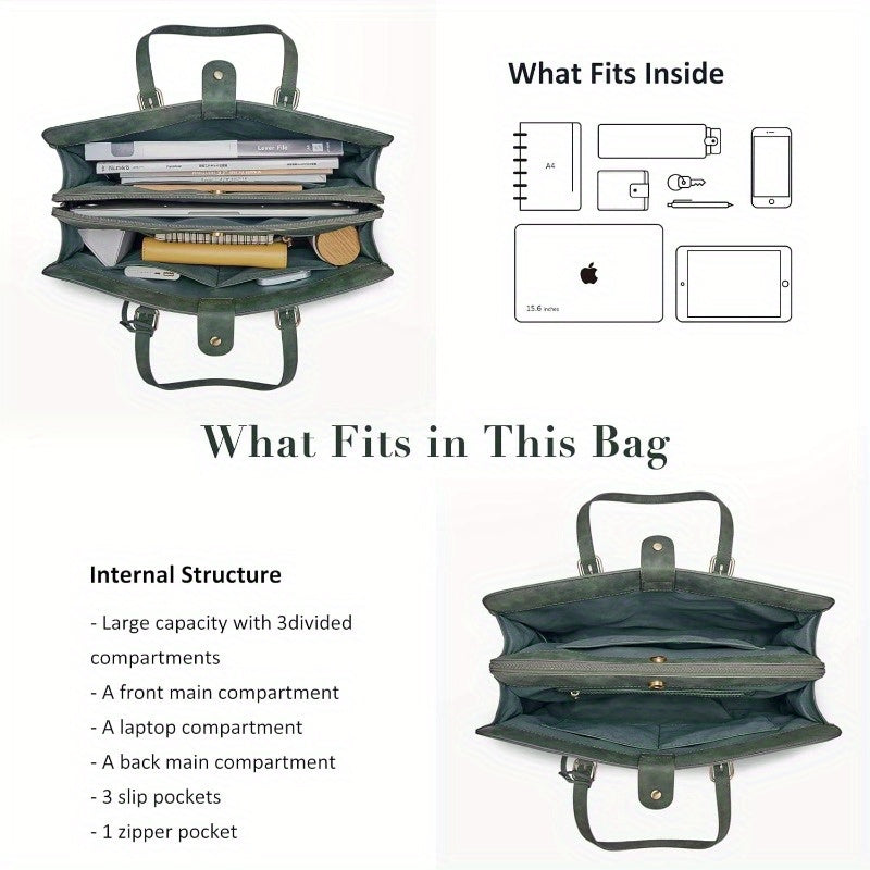 Laptop Bag For Women 15.6 Inch Work Tote Bags Faux Leather Computer Purse For Business Office With 3 Layer Compartments