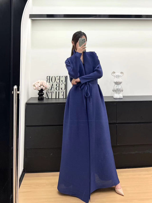 Women's Long Robe Solid Color Vintage Emirati Abaya with Lace-Up Detail, Loose Fit, Plus Size Design, Polyester, Perfect for Parties, Festivals, and Formal Events, Formal Attire|Vintage Cardigan