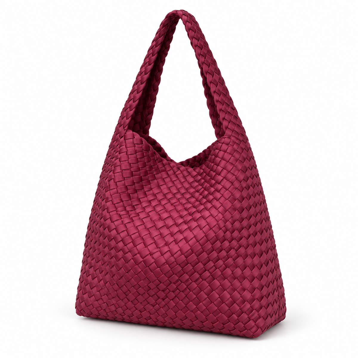 Elegant Burgundy Woven Hobo Shoulder Bag