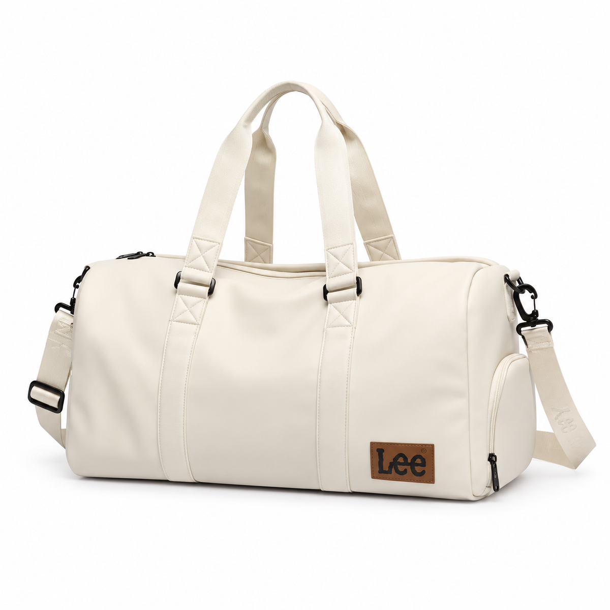 Ivory Leather Duffel Bag For Travel