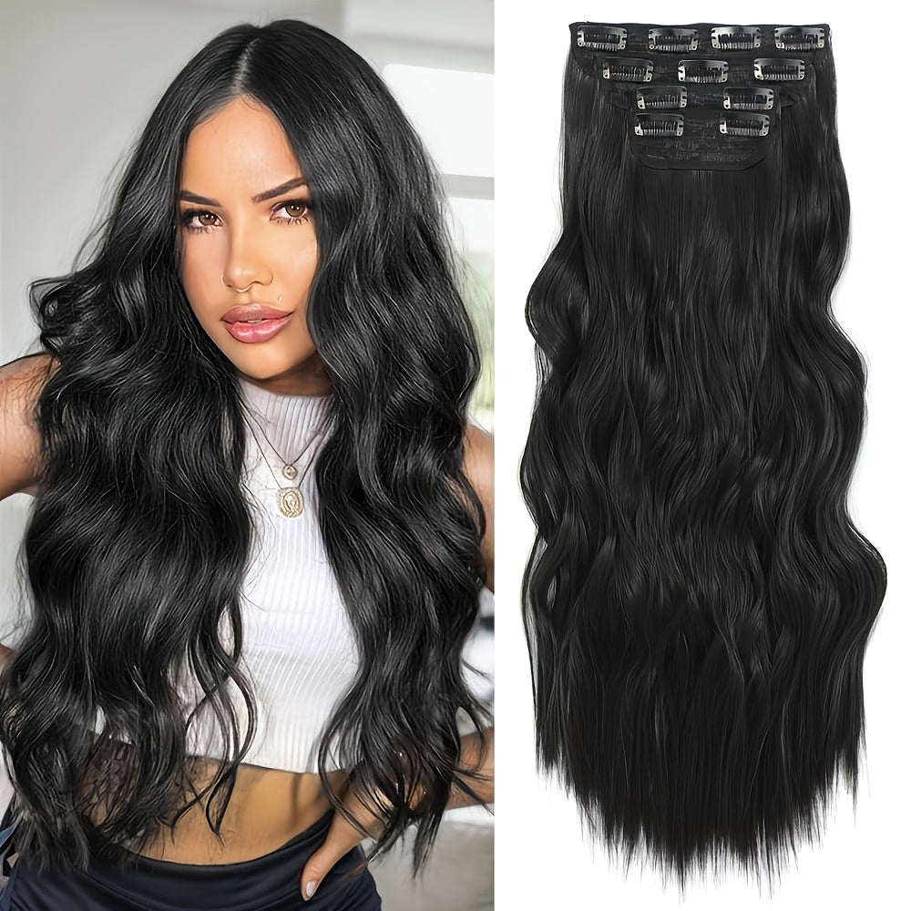 Clip In Hair Extensions For Women 20 Inch 5pcs Long Wavy Curly Auburn Copper Red Hair Extensions Clip Ins Full Head Synthetic Hair Extension For Women