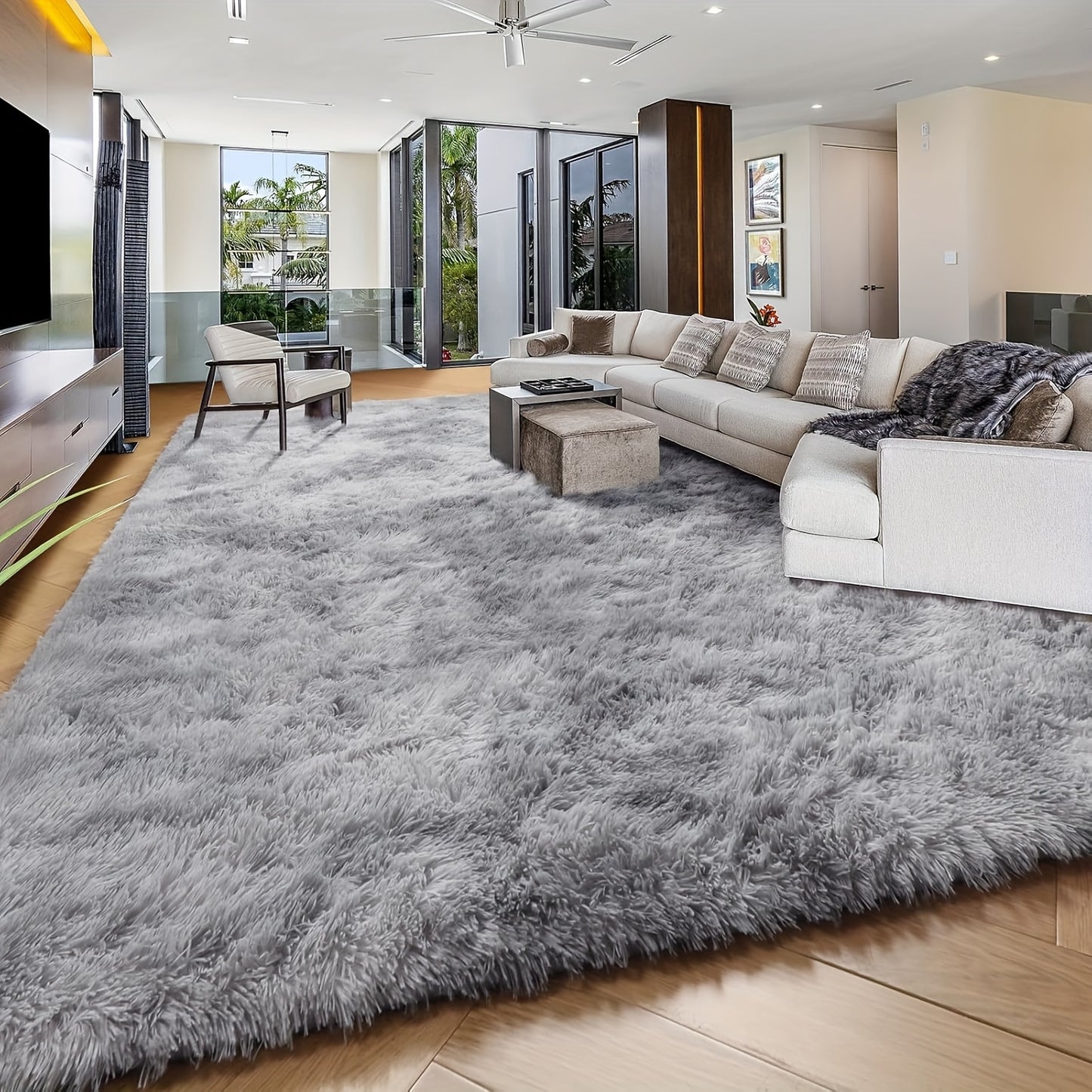 An 8X10 Feet Luxurious Plush Rug Designed for The Living Room, Featuring a Fuzzy Texture, This Large Area Rug Is Fluffy, Modern, And Non-Slip, Making It Perfect for Bedrooms, Study Rooms, Teen Dorms, And As a Home Decor Item