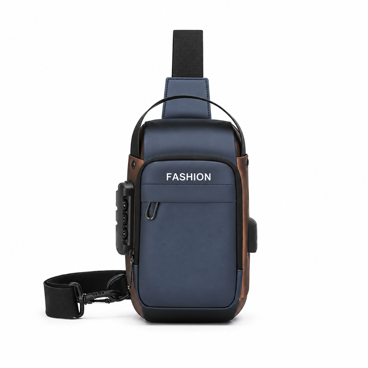 Navy Blue Crossbody Sling Bag With Lock
