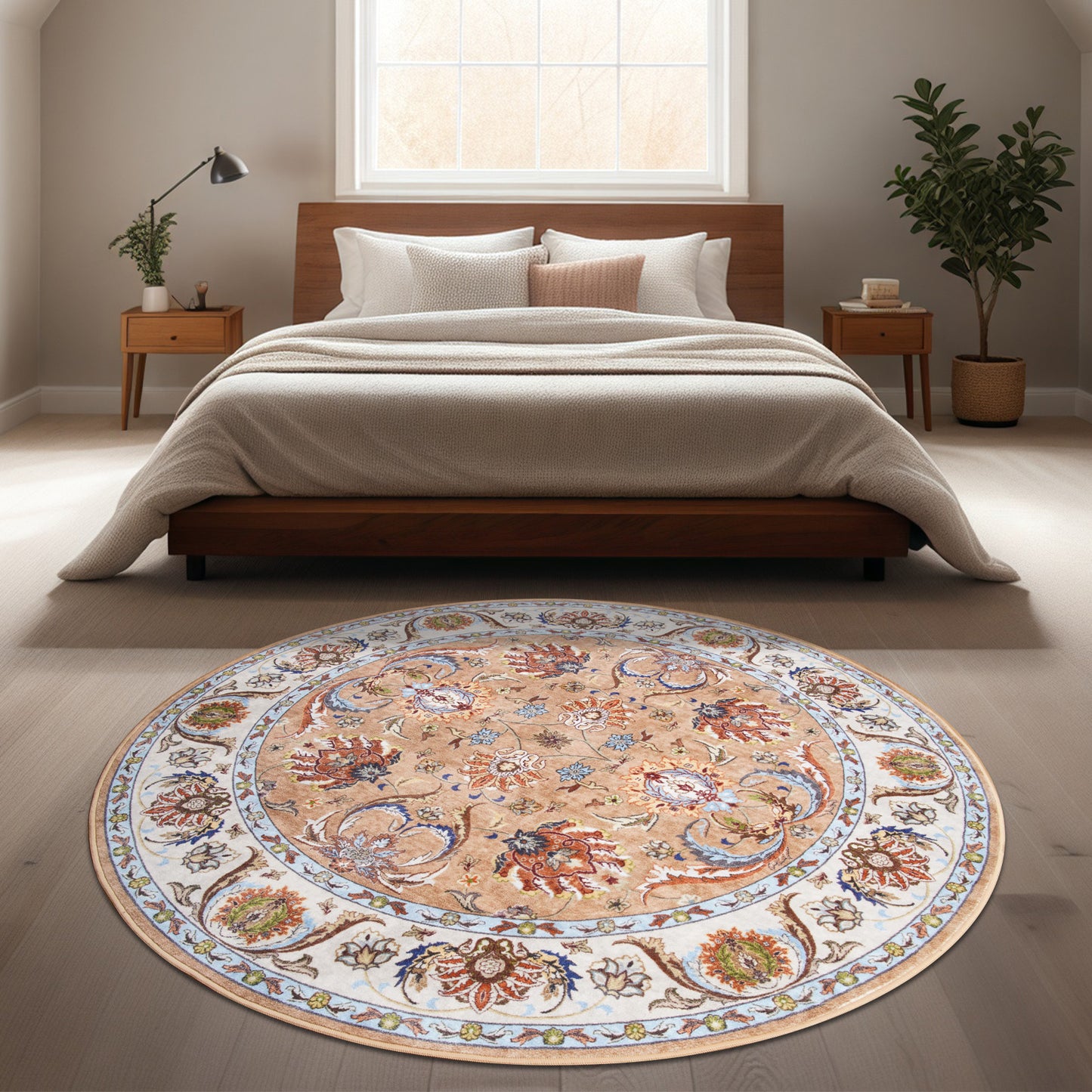 Retro imitation cashwool round Carpet is super soft and machine washable, Rugs suitable for home decoration, living room, bedroom, office