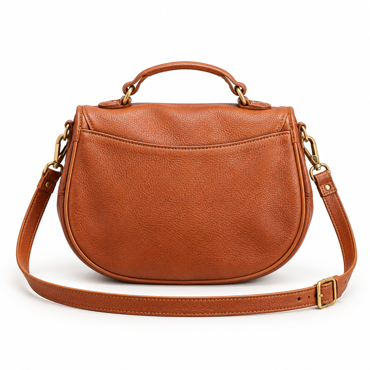 Vintage Caramel Saddle Style Crossbody Handbag
