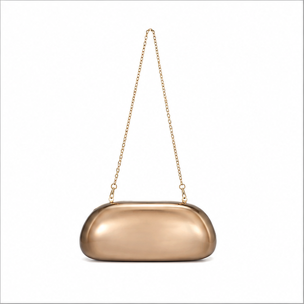 Metallic Gold Oval Evening Clutch Bag