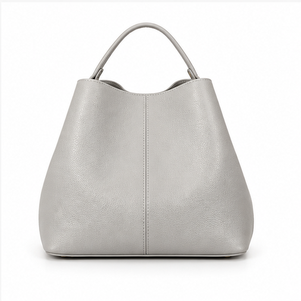 Grey Drawstring Bucket Handbag With Pouch