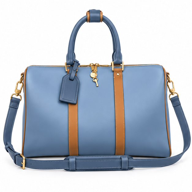 Blue Contrast Trim Travel Duffel Bag