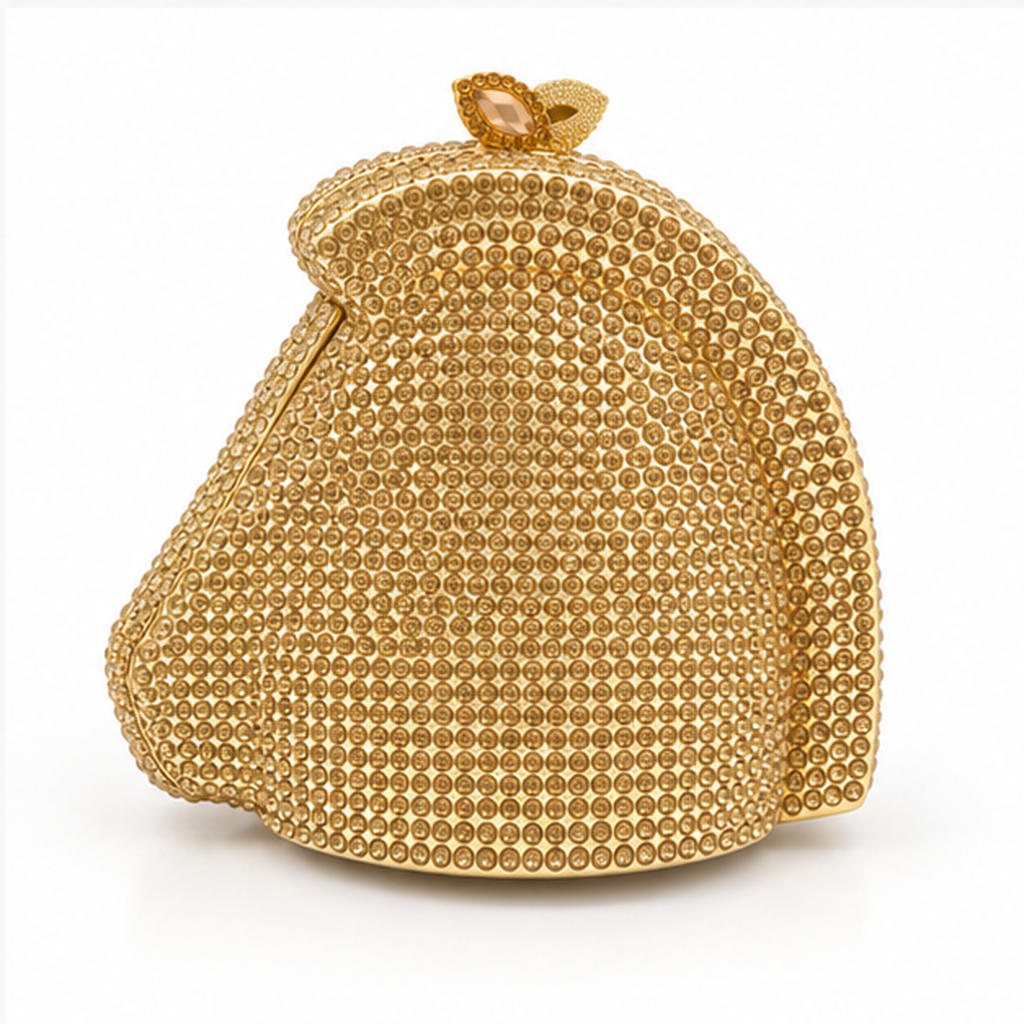 Golden Crystal Horse Head Evening Clutch