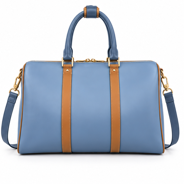 Blue Contrast Trim Travel Duffel Bag