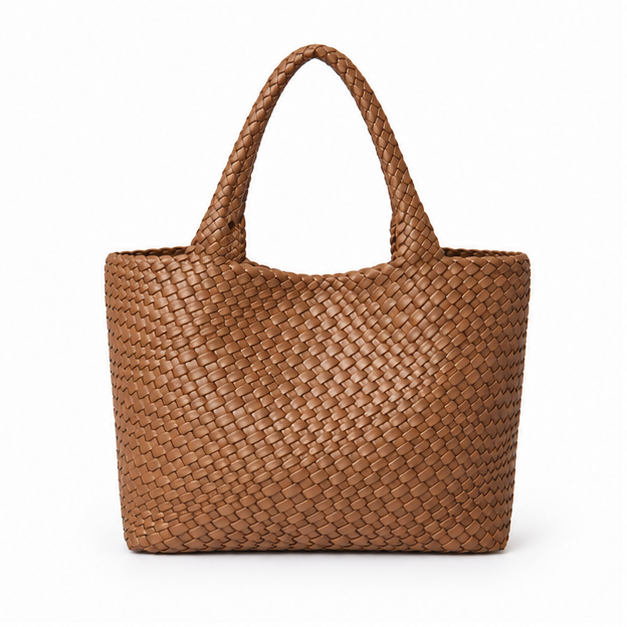 Handwoven Brown Leather Everyday Tote Bag