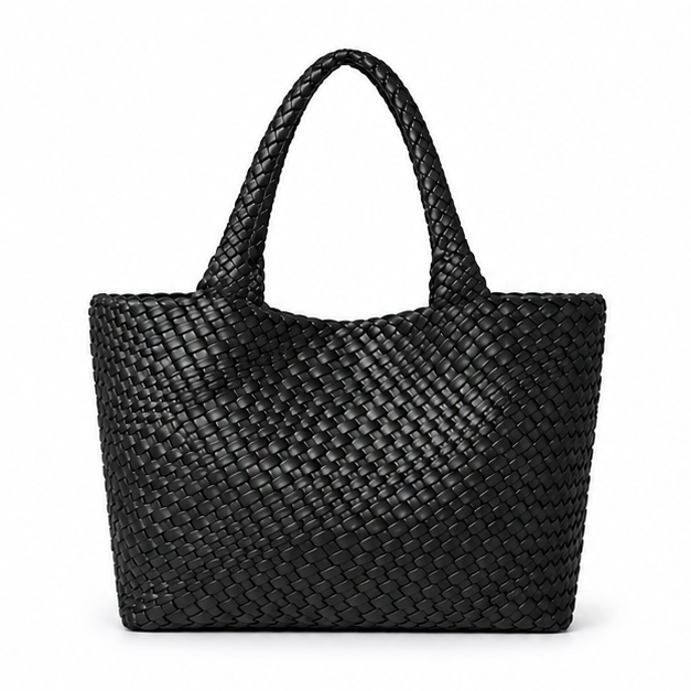 Black Woven Oversized Everyday Tote Bag