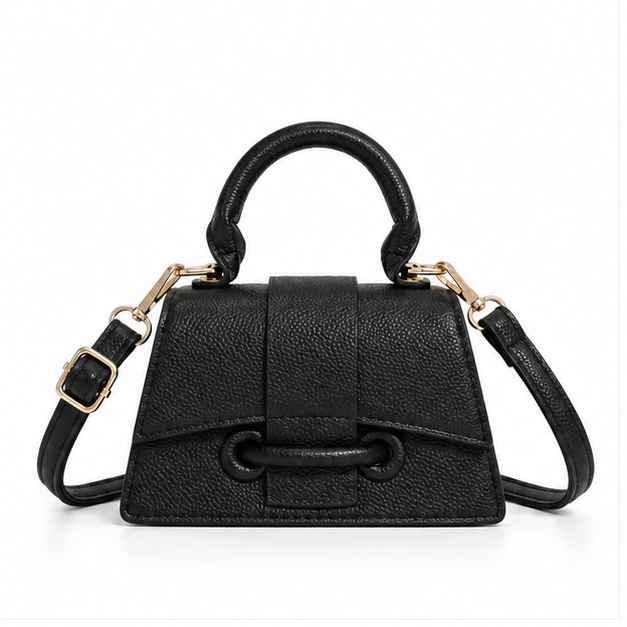 Elegant Black Structured Mini Crossbody Handbag