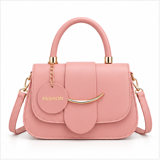 Elegant Pink Structured Top Handle Handbag