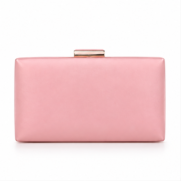Elegant Pink Rectangular Evening Clutch Bag