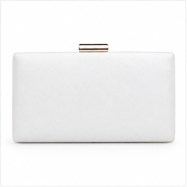 Elegant White Rectangular Evening Clutch Bag