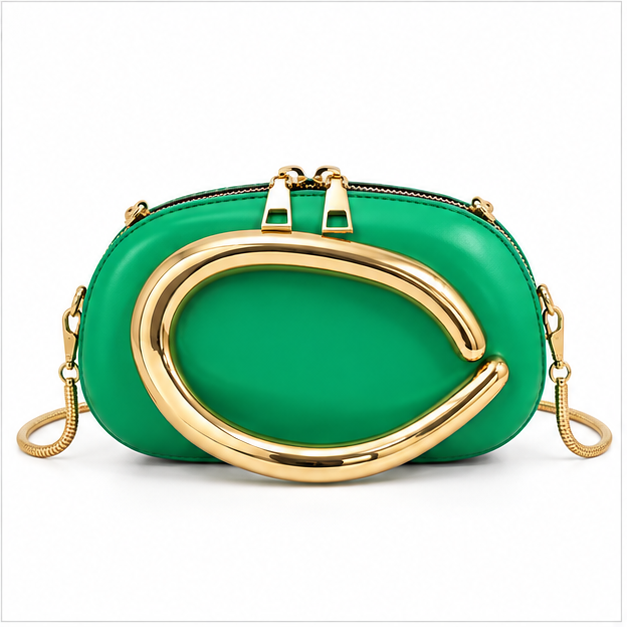 Emerald Gold Statement Evening Clutch Bag