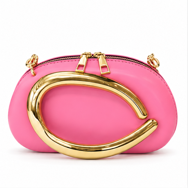 Pink Gold Accent Evening Clutch Bag