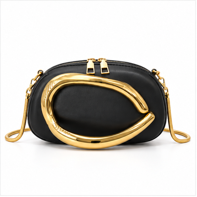 Black Gold Statement Evening Clutch Bag
