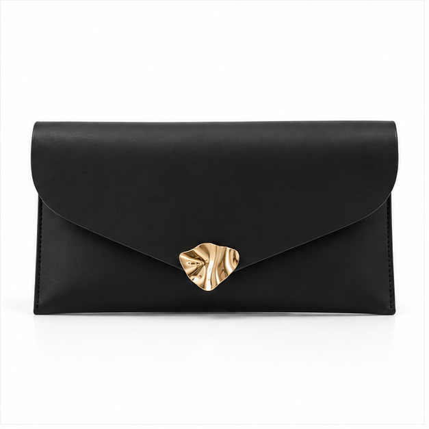 Elegant Black Envelope Clutch Bag Purse