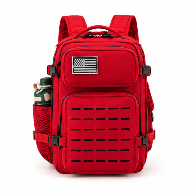 Red Tactical Multi-Compartment Outdoor Backpack