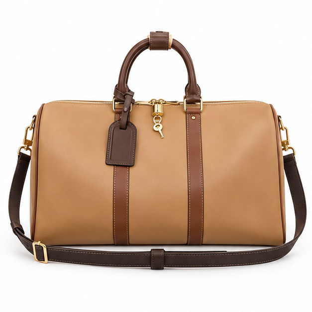 Camel Luxury Travel Duffel Shoulder Bag