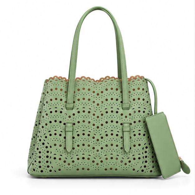 Sage Green Laser Cut Tote Bag
