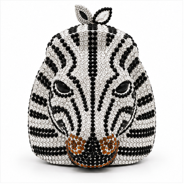 Crystal Zebra Statement Luxury Evening Clutch