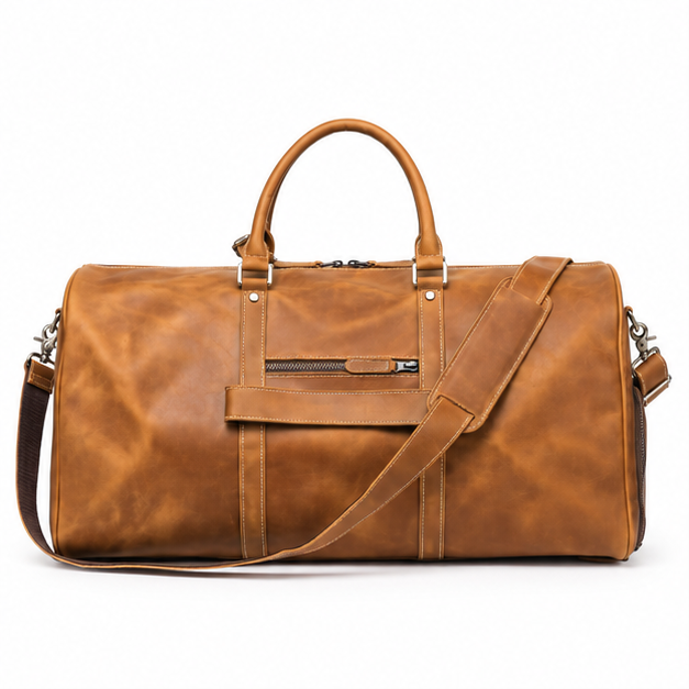 Vintage Leather Travel Duffel Weekend Bag