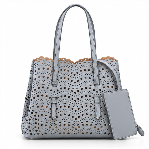 Elegant Laser Cut Structured Tote Handbag