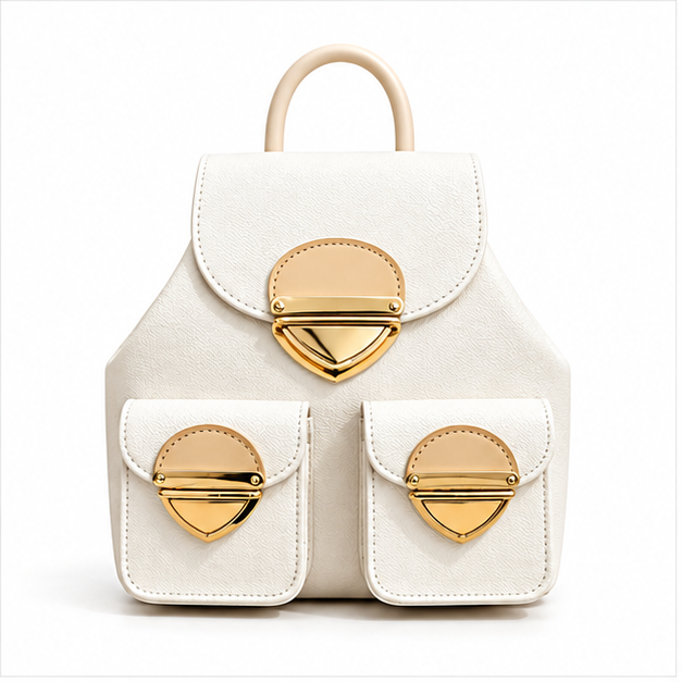 Elegant White Gold Hardware Mini Backpack