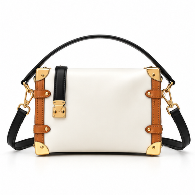 Elegant Structured Contrast Trim Shoulder Bag