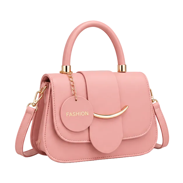 Elegant Pink Structured Top Handle Handbag