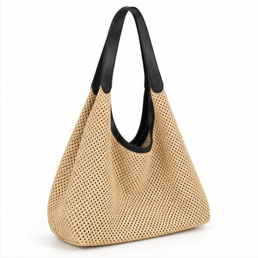 Black Woven Hobo Shoulder Bag