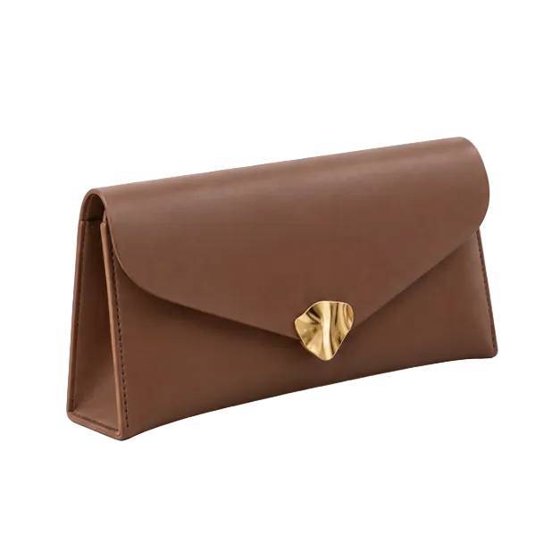 Elegant Brown Envelope Clutch Handbag Purse