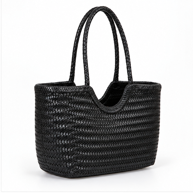 Black Woven Everyday Carry Tote Bag