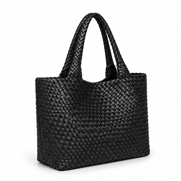 Black Woven Oversized Everyday Tote Bag