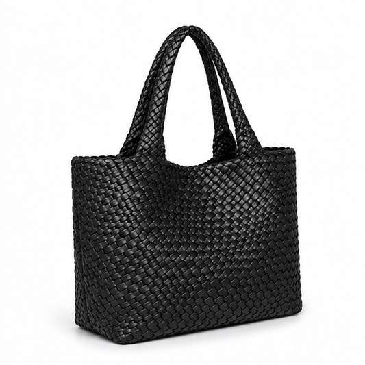 Black Woven Oversized Everyday Tote Bag