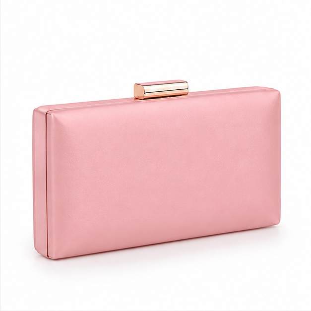 Elegant Pink Rectangular Evening Clutch Bag