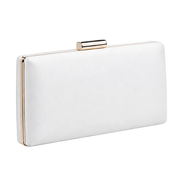 Elegant White Rectangular Evening Clutch Bag