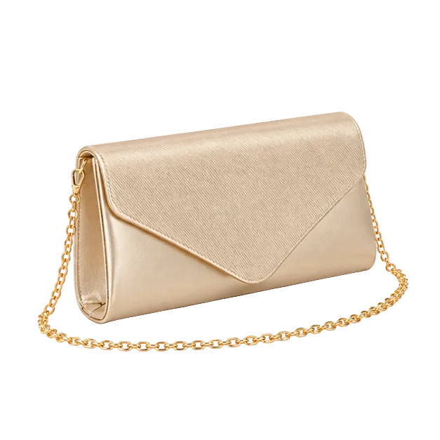 Champagne Gold Chain Envelope Clutch Bag