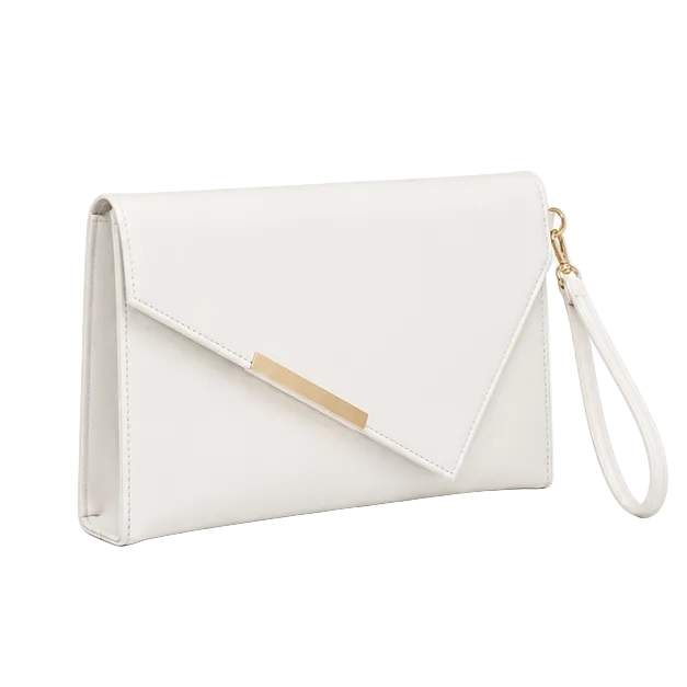 Elegant White Envelope Wristlet Clutch Bag