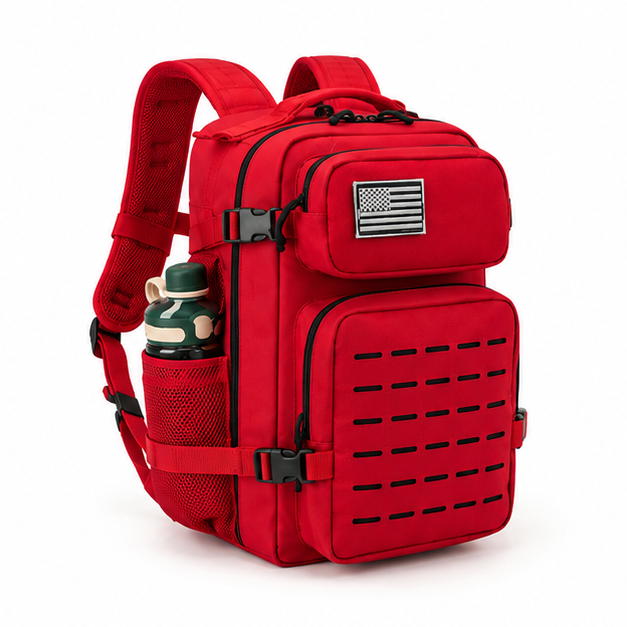 Red Tactical Multi-Compartment Outdoor Backpack