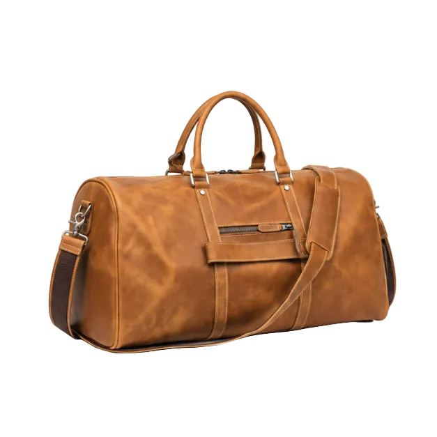 Vintage Leather Travel Duffel Weekend Bag