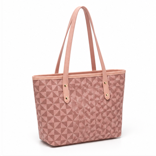 Blush Geometric Pattern Everyday Shoulder Tote