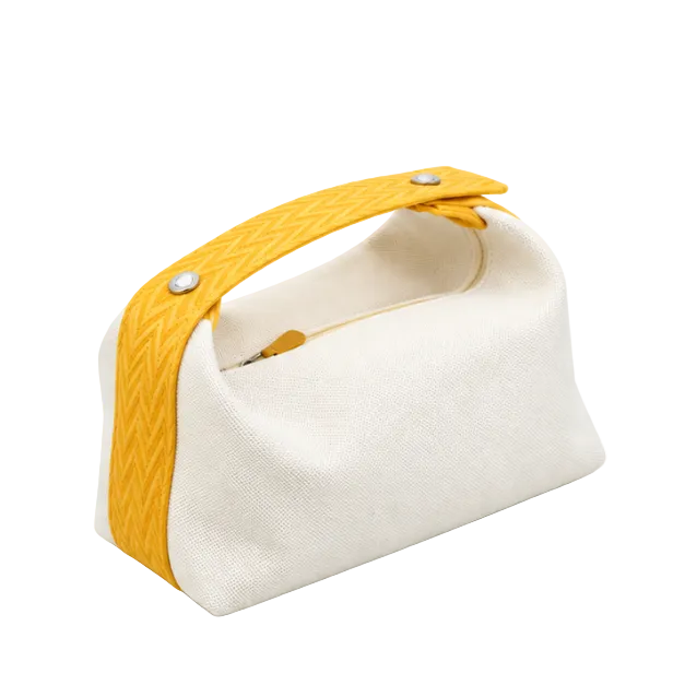 Yellow Strap Cream Canvas Handbag Purse